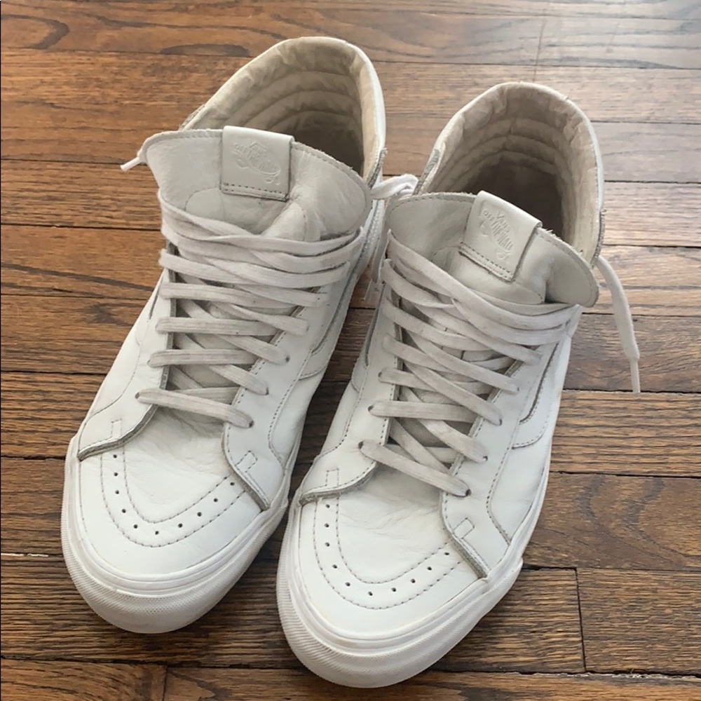 Vans Men’s Leather SK8-HI true white size 10